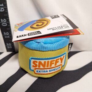 NWT Bark Super Chewer Sniffy Peanut Butter Jar Dog Toy M-L